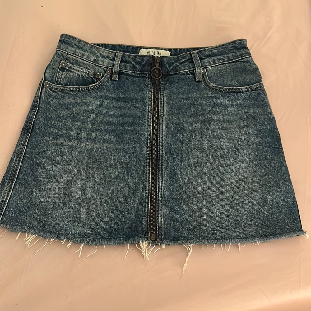Free People Denim Zip-Up Skirt